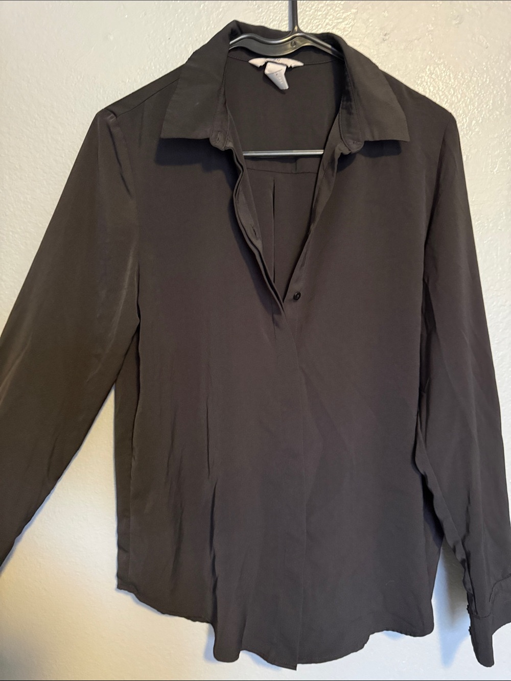 H&M Black Button-Down Long Sleeve Blouse